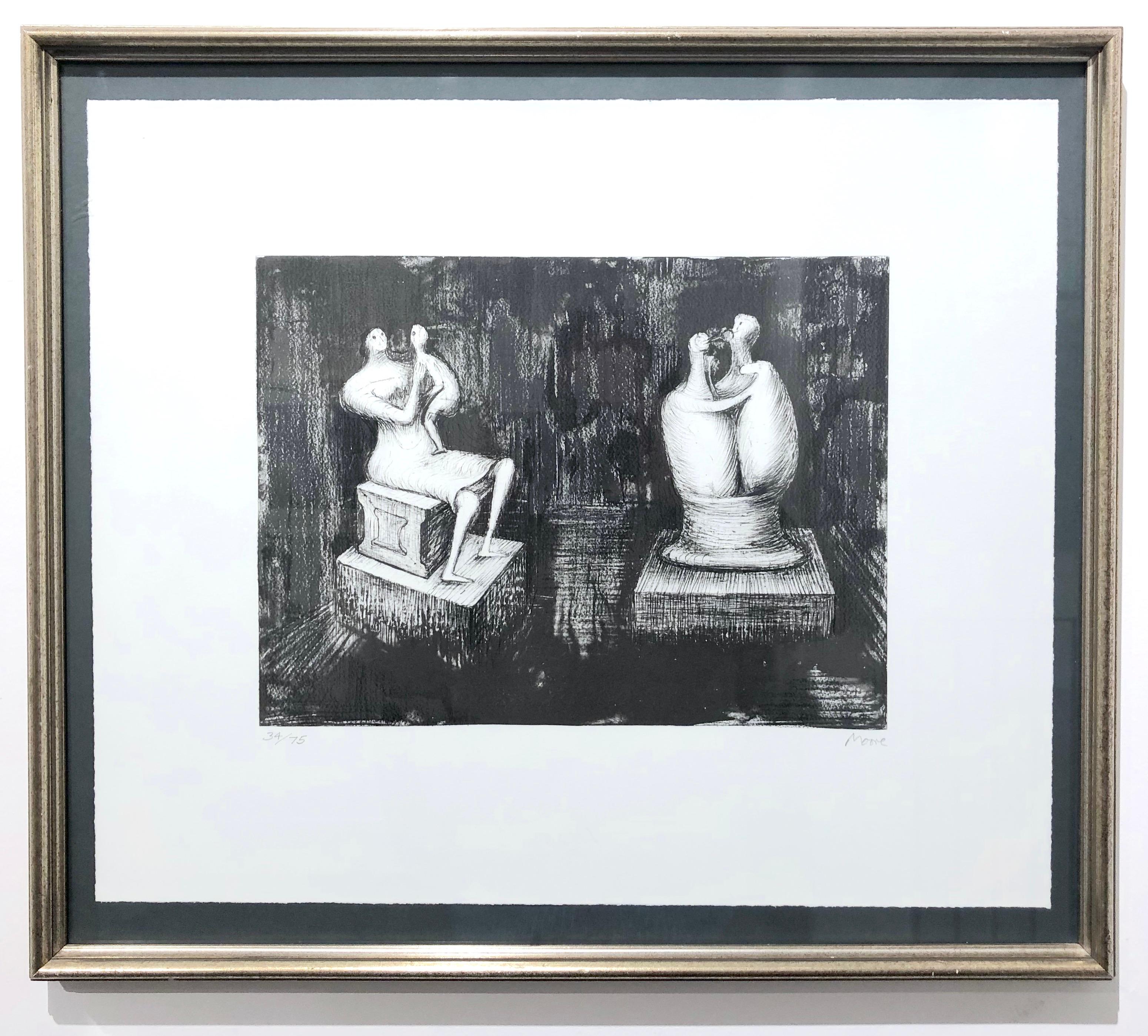 Skulpturen: Dunkle Innenräume – Print von Henry Moore