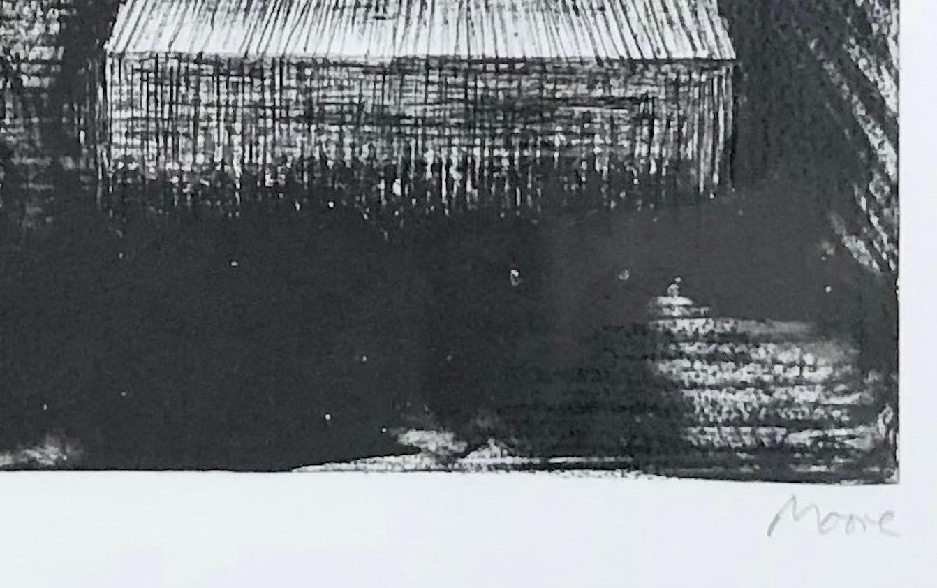 Esculturas: Interior Oscuro - Figurative Print Negro de Henry Moore