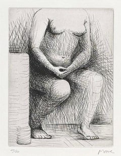 Figura seduta (acquaforte incorniciata e firmata a mano)