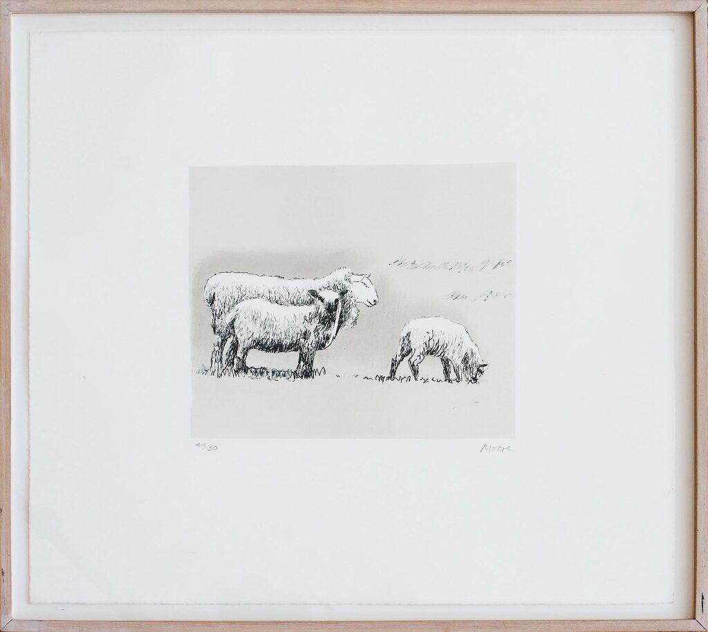 Figurative Print Henry Moore - Moutons dans un paysage (C. 558)