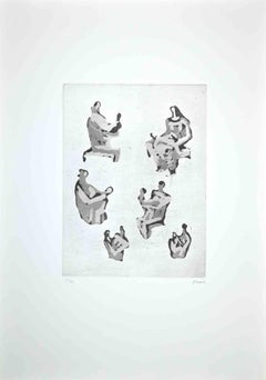 Six Mother and Child Studies - Original Etching by Henry Moore - 1976