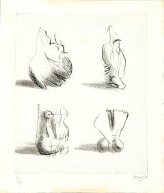 Six Sculpture Motives - Original Etching by Henry Moore - 1970s