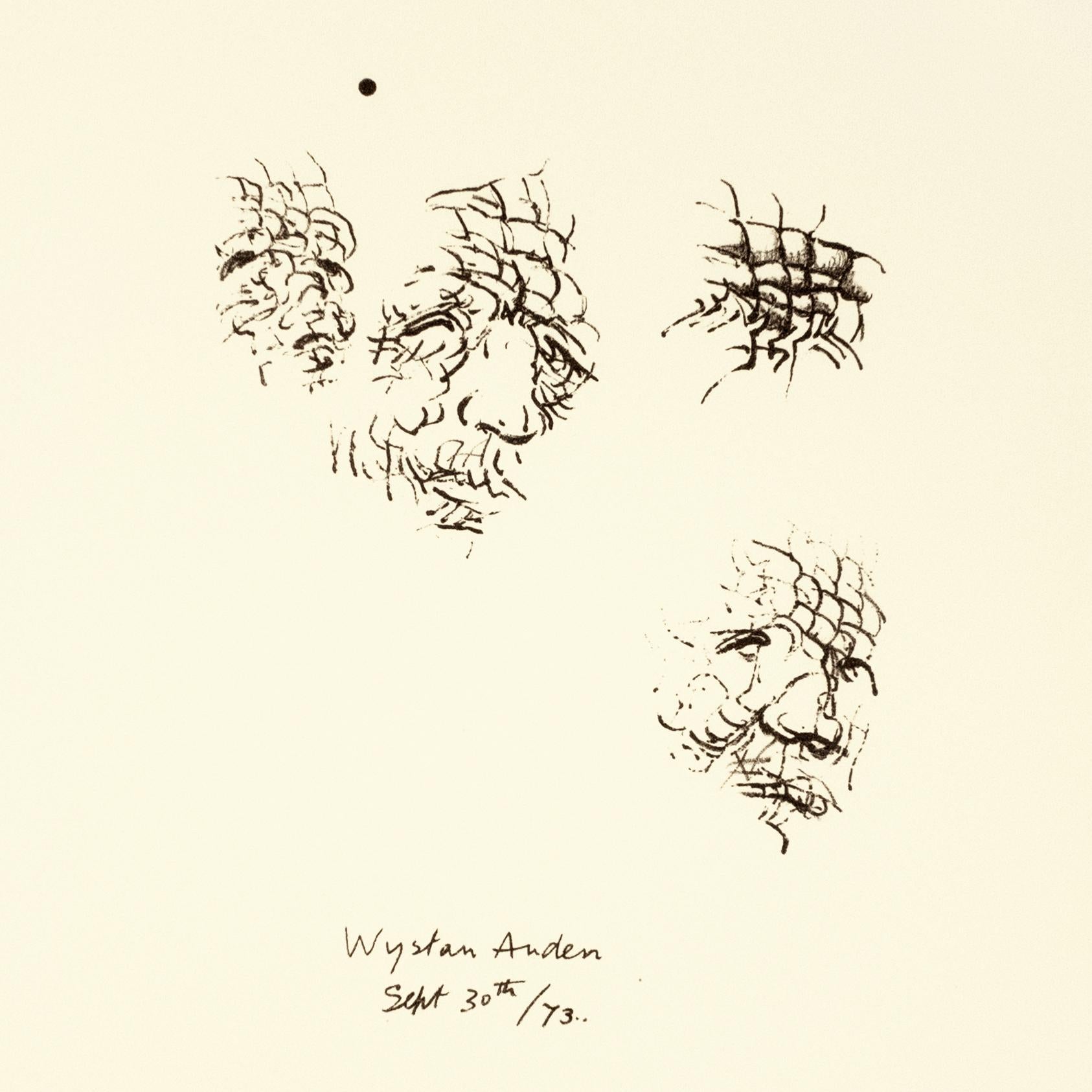 Sketches of Auden: black drawing based on Auden poetry and Yorkshire landscape - Print by Henry Moore