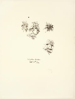 Vintage Sketches of Auden: black drawing based on Auden poetry and Yorkshire landscape