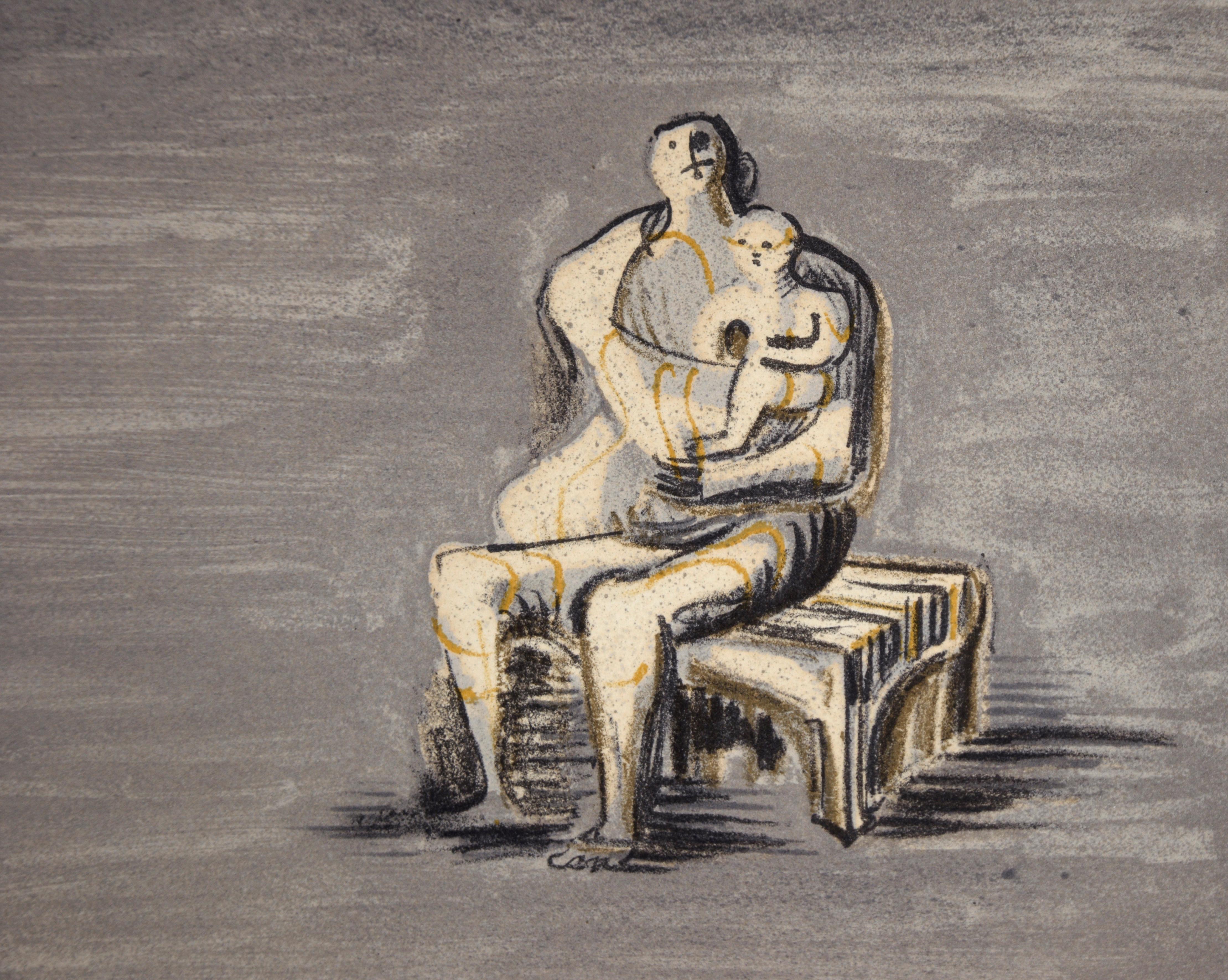 Estudios para escultura sobre fondo gris azulado - Litografía firmada, nº 30/60 en venta 3