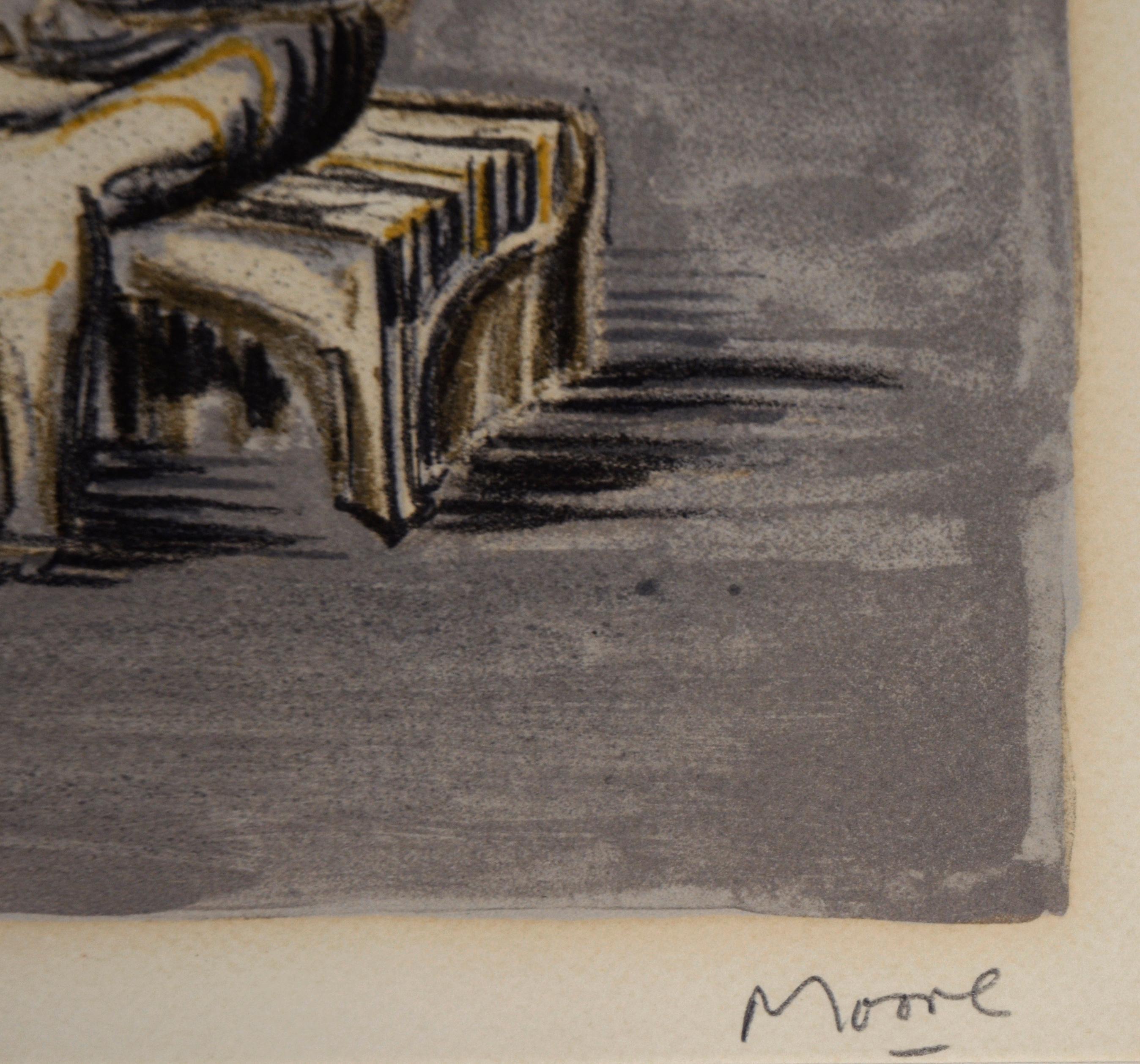 Estudios para escultura sobre fondo gris azulado - Litografía firmada, nº 30/60 en venta 4