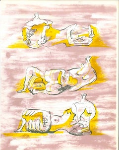 The Reclining Figures - Original Lithograph by Henry Moore - 1971