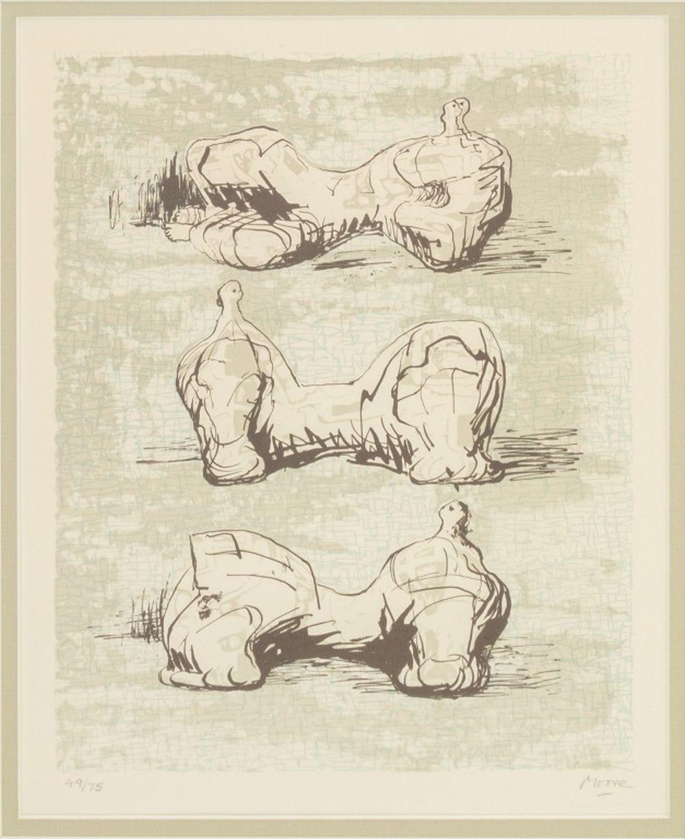 Three Reclining Figures - Print by Henry Moore