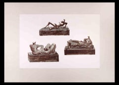 Vintage Three Reclining Figures - Lithograph by Henry Moore - 1976