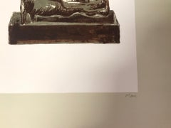 Trois figures couchées sur piédestaux - Lithographie d'Henry Moore - 1976