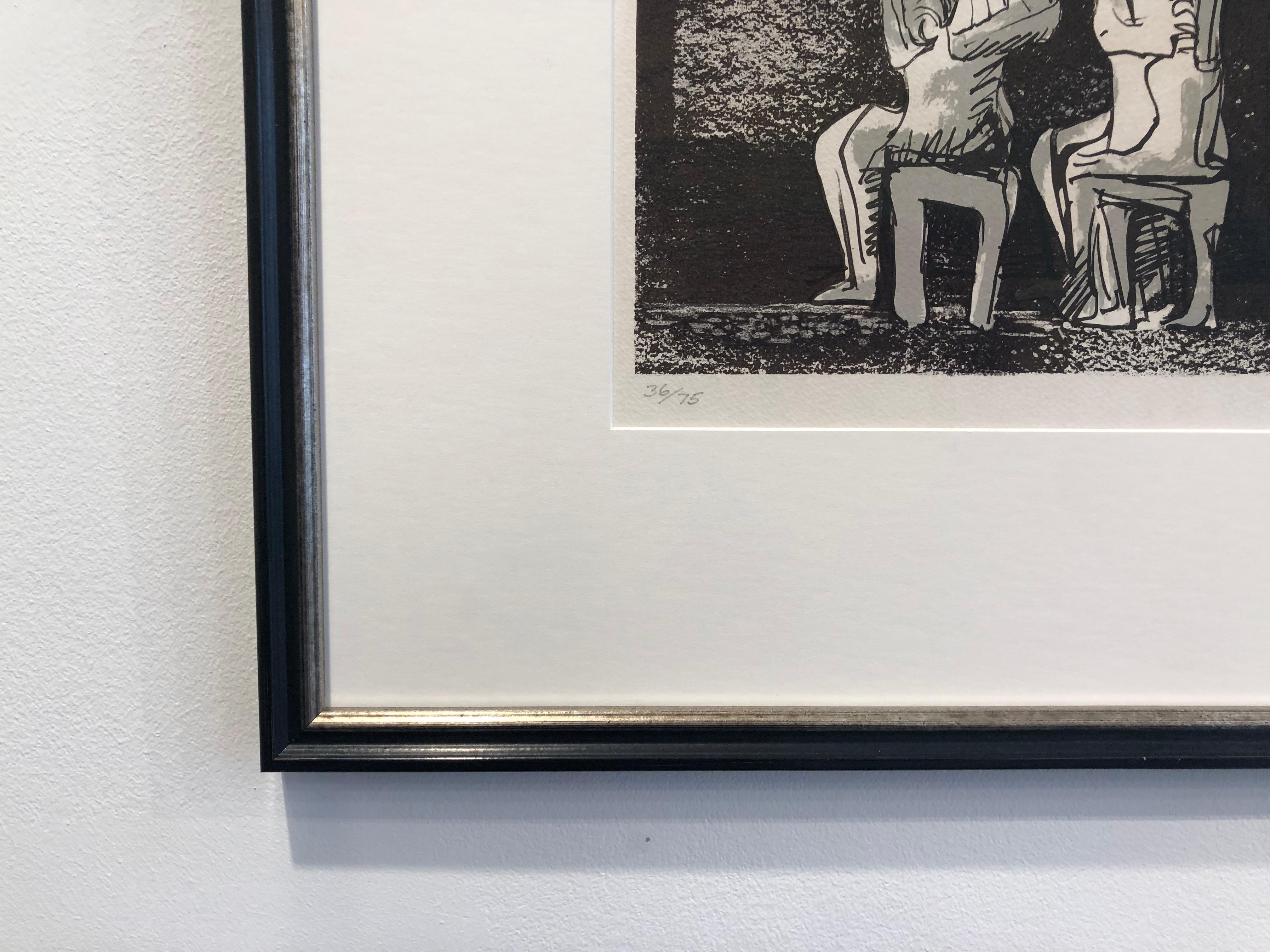 Drei sitzende Figuren (Moderne), Print, von Henry Moore