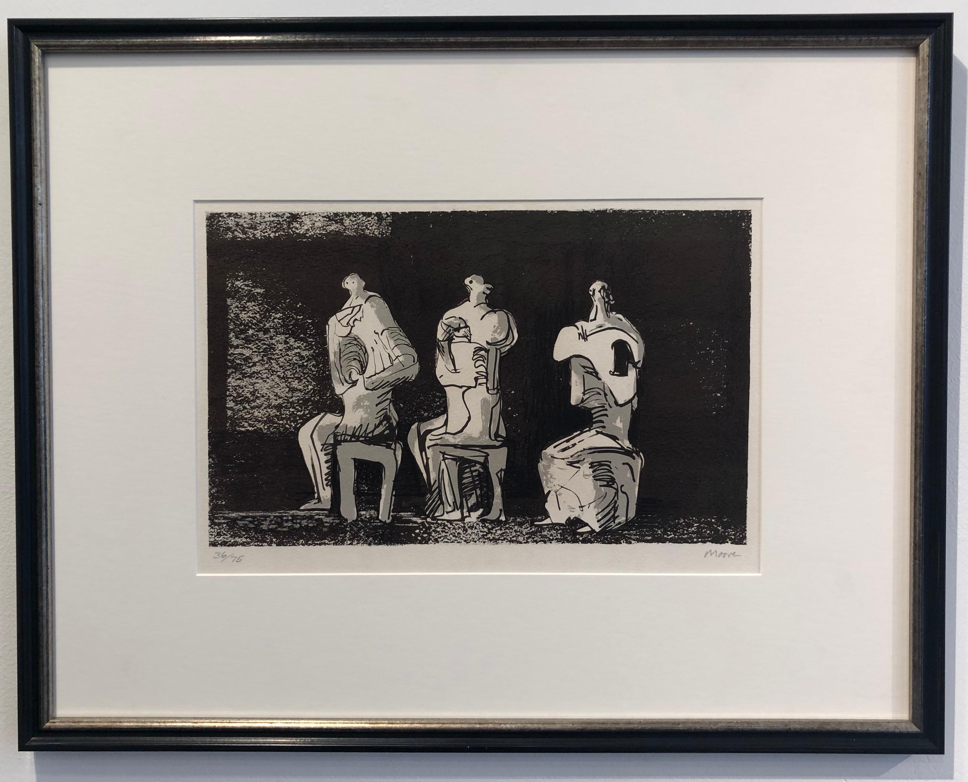 Henry Moore Figurative Print – Drei sitzende Figuren