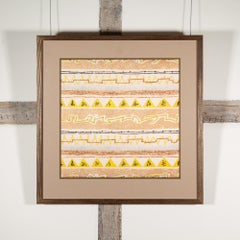 Triangles and Lines - Abstract Textile + Screenprint on Cotton by Henry Moore