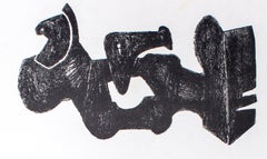 Two Black Forms - Metal Figures - Original Lithograph by Henry Moore - 1973