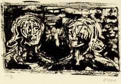 Two Heads by Henry Moore abstract black and white figure portrait Auden