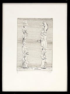 Due figure alte, uomo e donna (acquaforte incorniciata e firmata a mano)