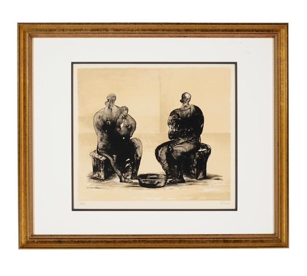 Figurative Print di Henry Moore - Due donne che fanno il bagno ai bambini II