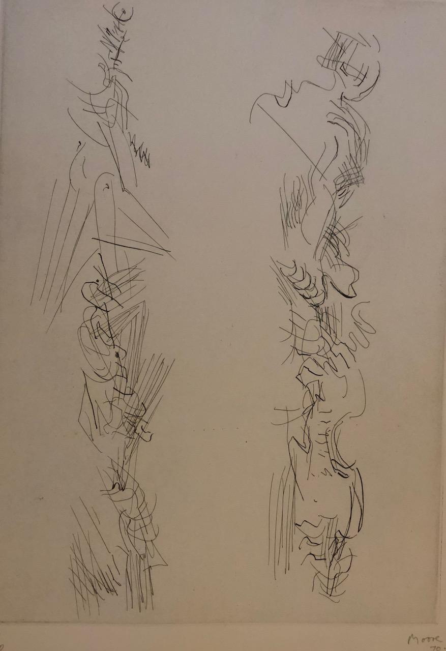 Untitled (Two Standing Figures) from Paroles Peintres IV - Modern Print by Henry Moore