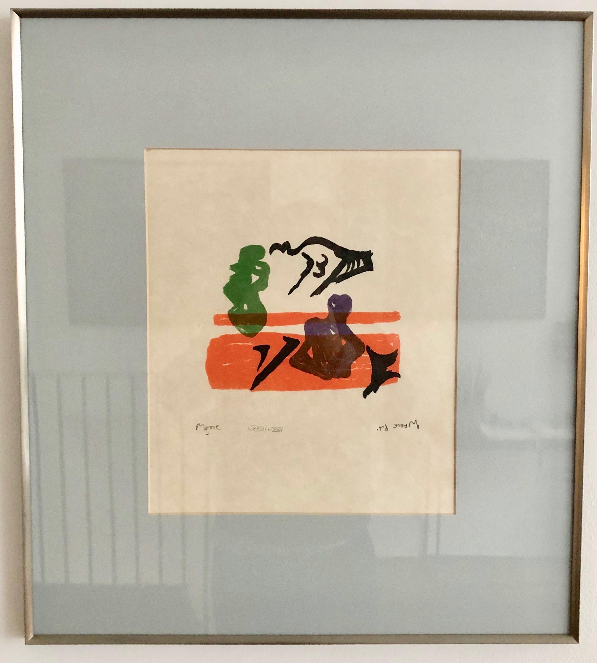 Violet Torso on Orange Stripes - Print by Henry Moore