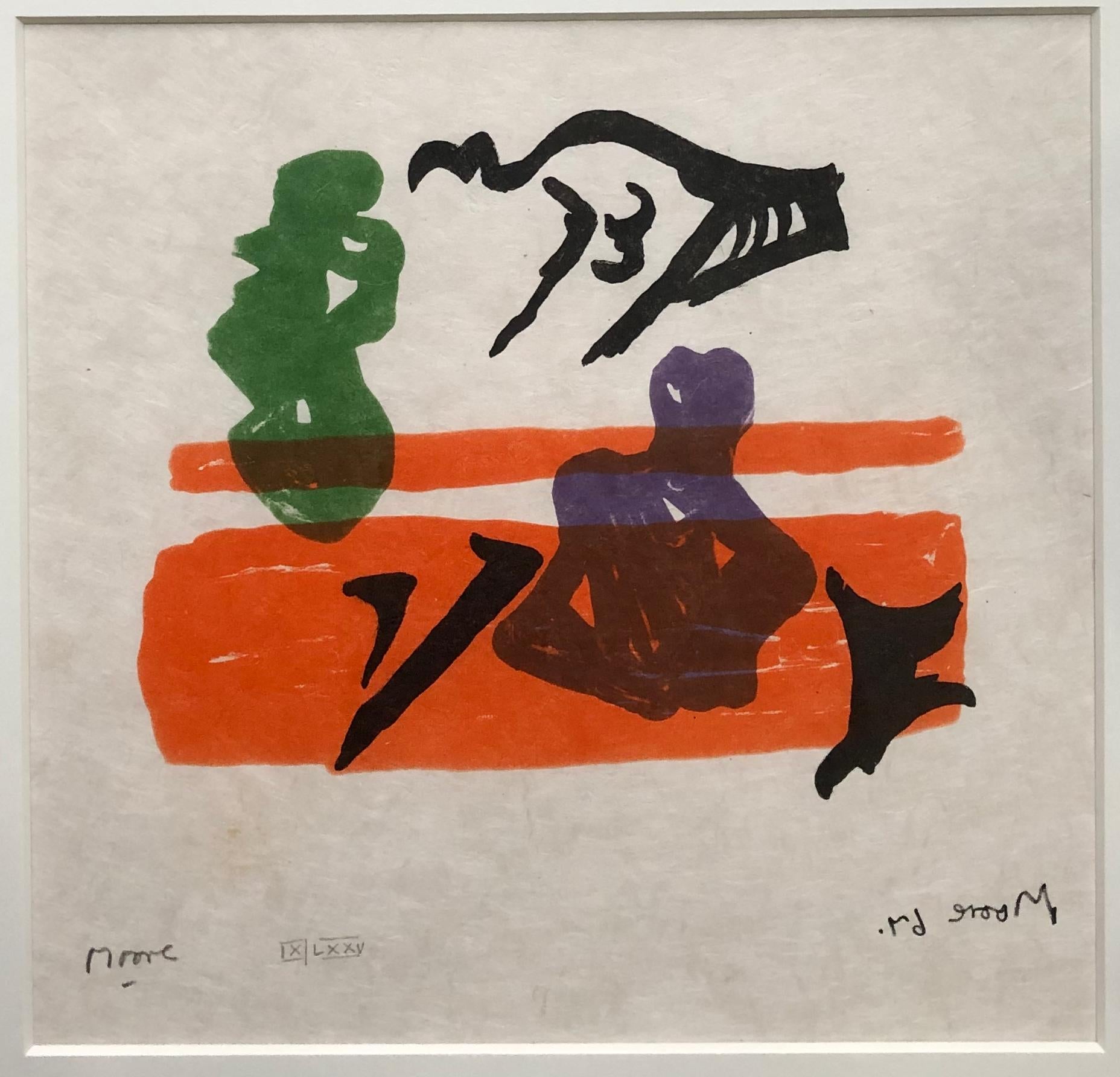 Violet Torso on Orange Stripes - Print by Henry Moore
