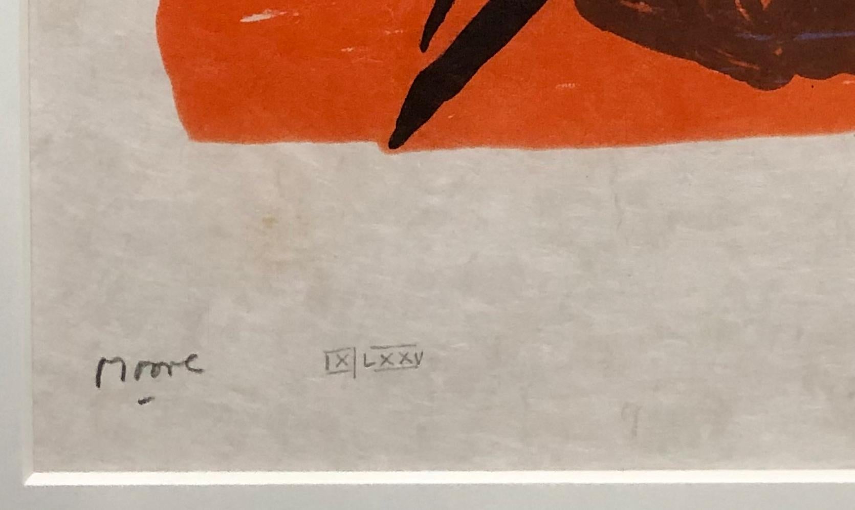 Violet Torso on Orange Stripes - Modern Print by Henry Moore