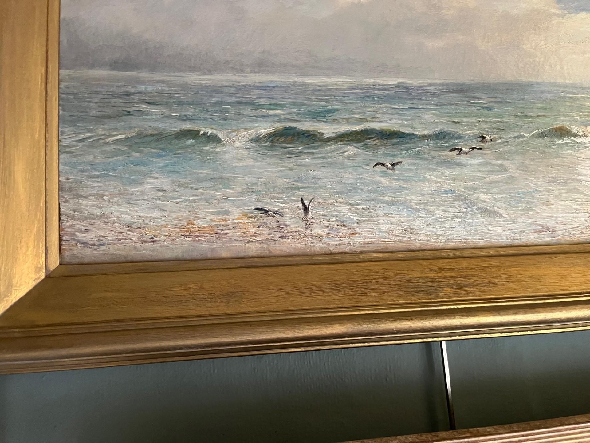 Paesaggio marino vittoriano Grande dipinto a olio di mari puri e luce scintillante in vendita 6