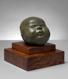 Antique Baby's Head - 20th Century, Unique cast concrete sculpture by Henry Moore