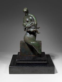 Maquette for Curved Mother and Child - 20th Century, Bronze by Henry Moore