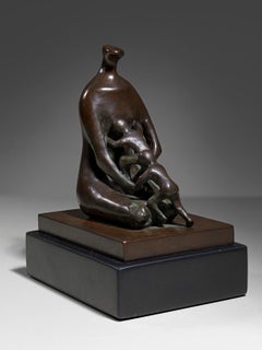 Mother with Twins - 20th Century, Bronze, Sculpture by Henry Moore