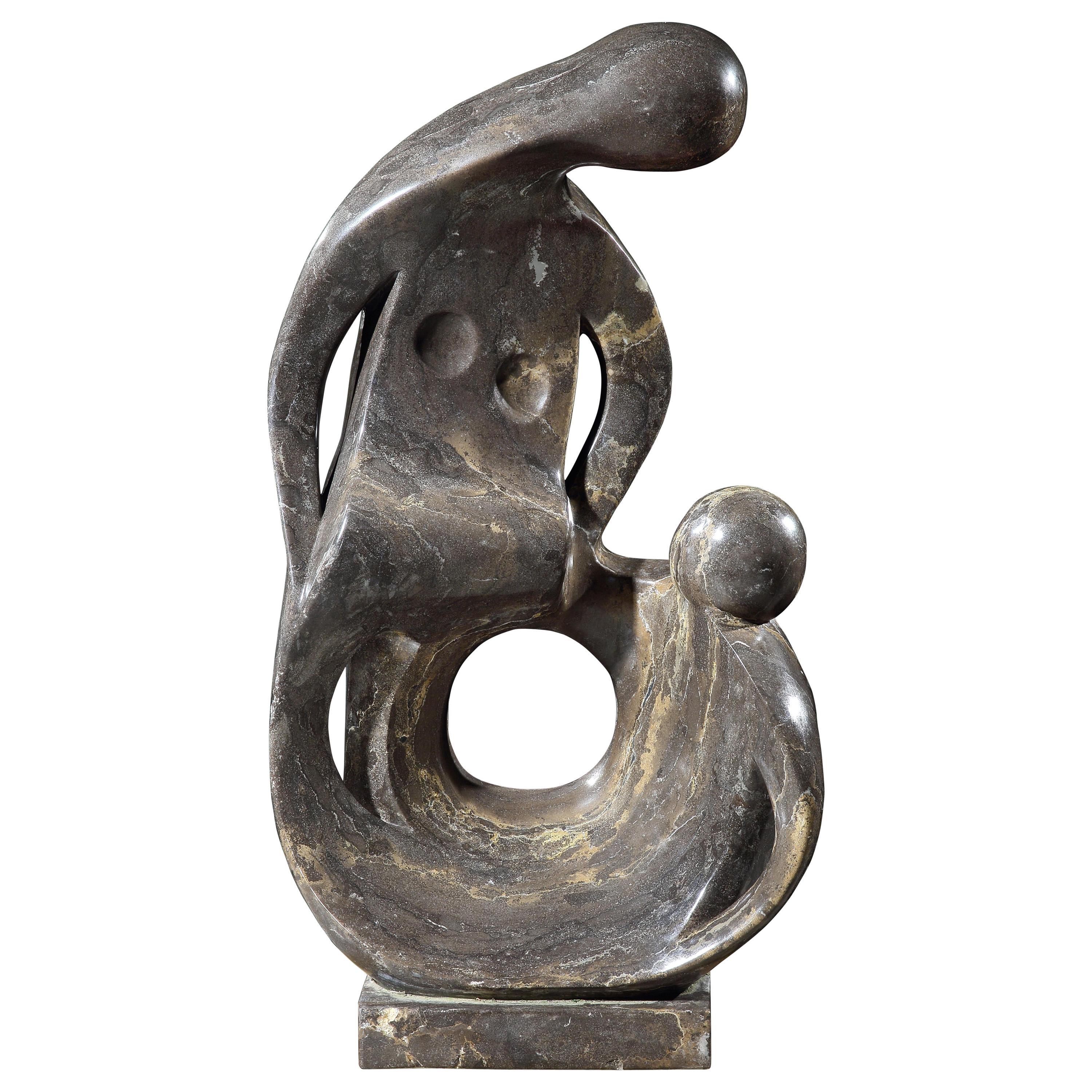 Unknown Abstract Sculpture - Sculpture Marble Mother & Child Biomorphic 3ft 10in high Modernist Abstract