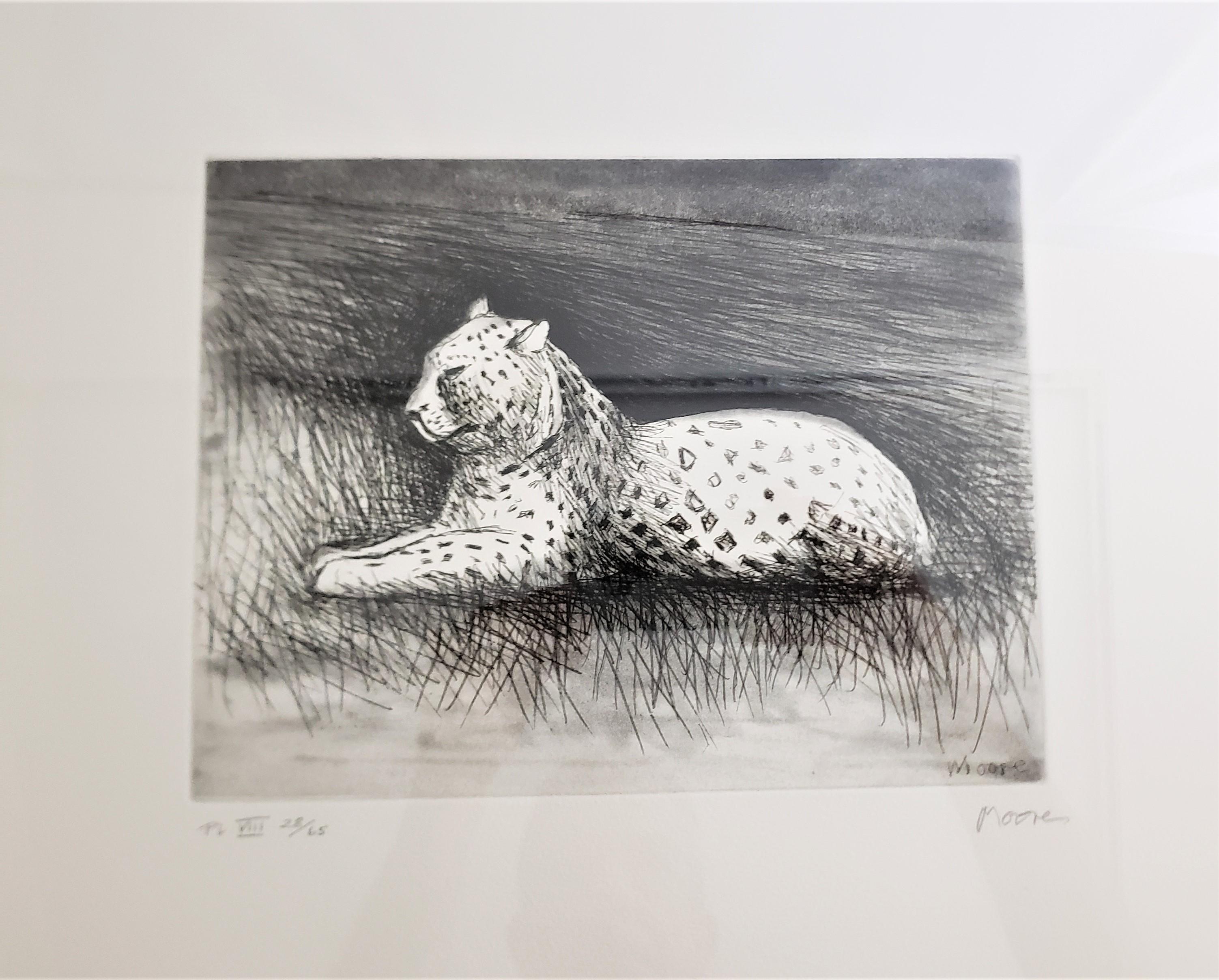 Mid-Century Modern Henry Moore Signed Leopard Framed Lithograph from His Animals in the Zoo Series For Sale