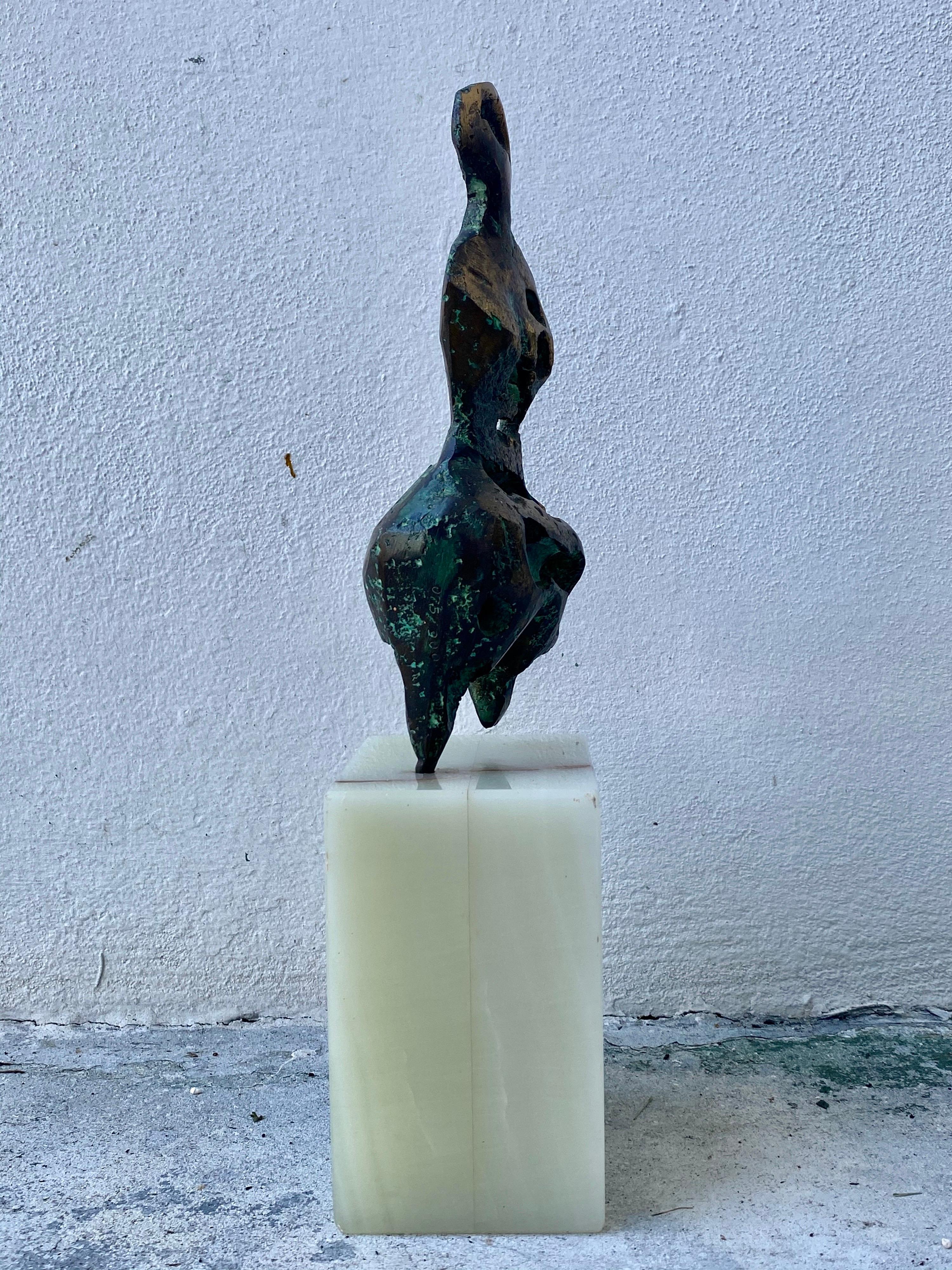 Mid-Century Modern Henry Moore Style Bronze on Onyx