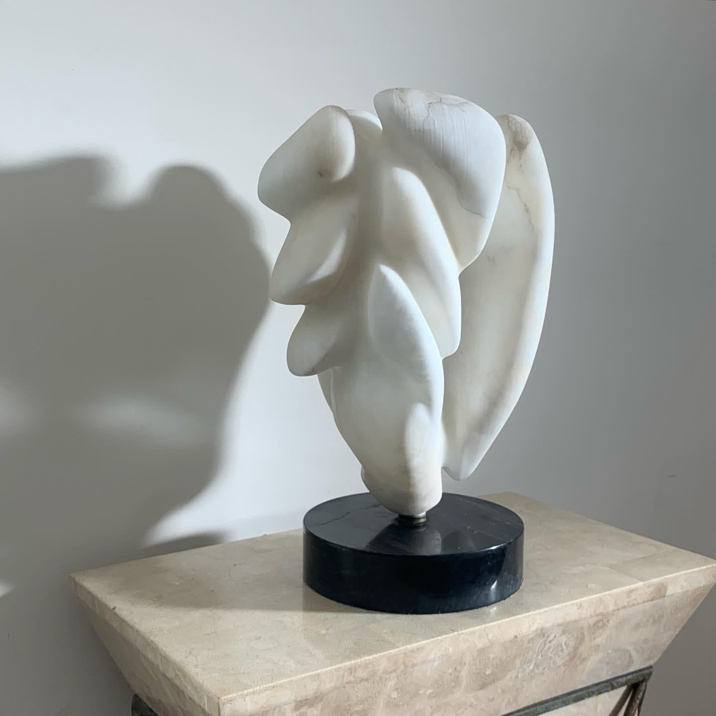 Mid-Century Modern Henry Moore Style Hand-Carved Marble Sculpture, Mounted, 1960s