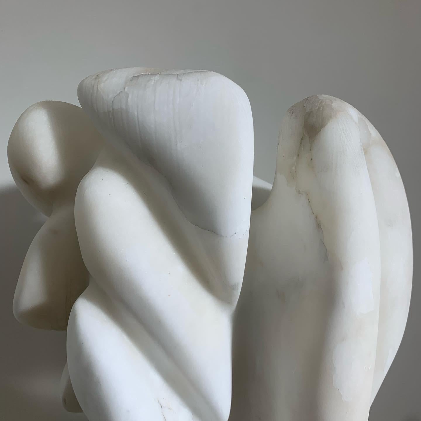 Mid-20th Century Henry Moore Style Hand-Carved Marble Sculpture, Mounted, 1960s