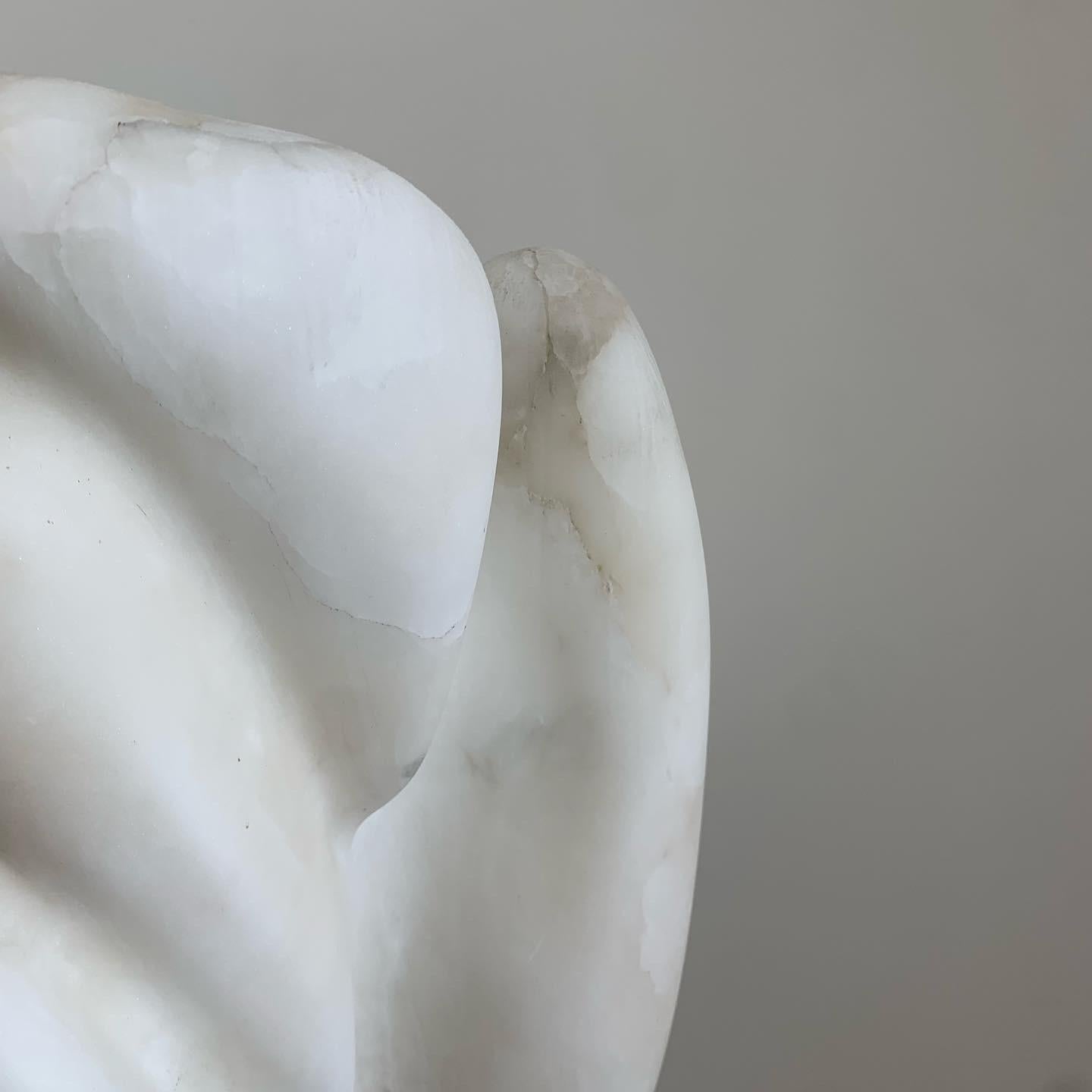 Henry Moore Style Hand-Carved Marble Sculpture, Mounted, 1960s 1