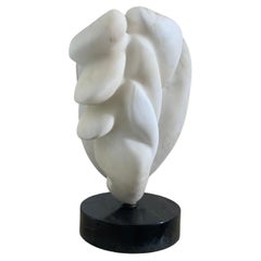 Henry Moore Style Hand-Carved Marble Sculpture, Mounted, 1960s