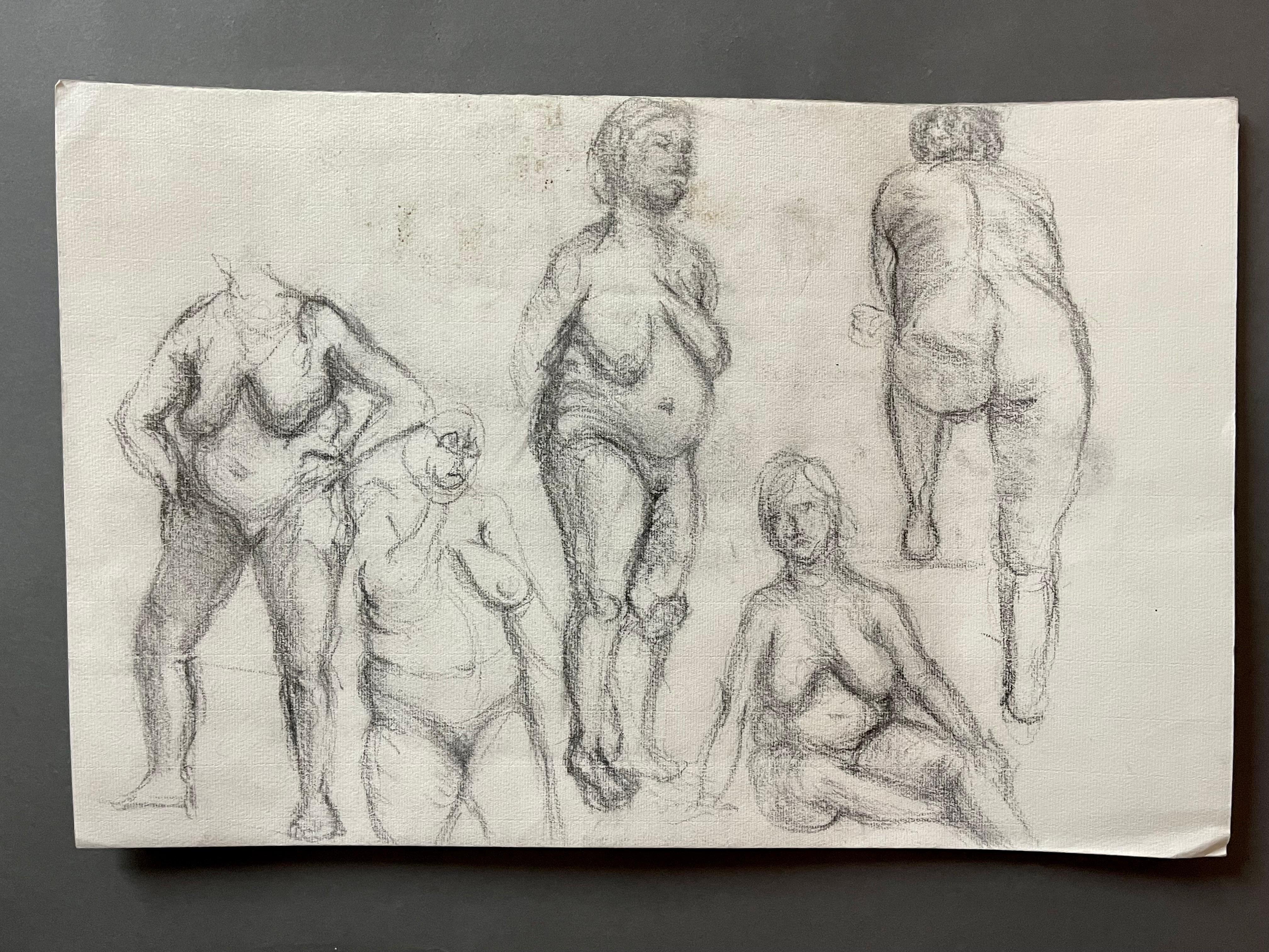 Interesante e importante dibujo a dos caras de un seguidor del gran artista inglés Henry Moore. Representa con gran intensidad y profundidad expresiva, una serie de desnudos filmados en diversas poses y expresiones 

Esta obra de arte, inédita en el