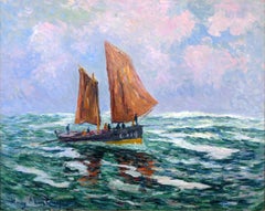Barque De Peche En Mer By Henry Moret