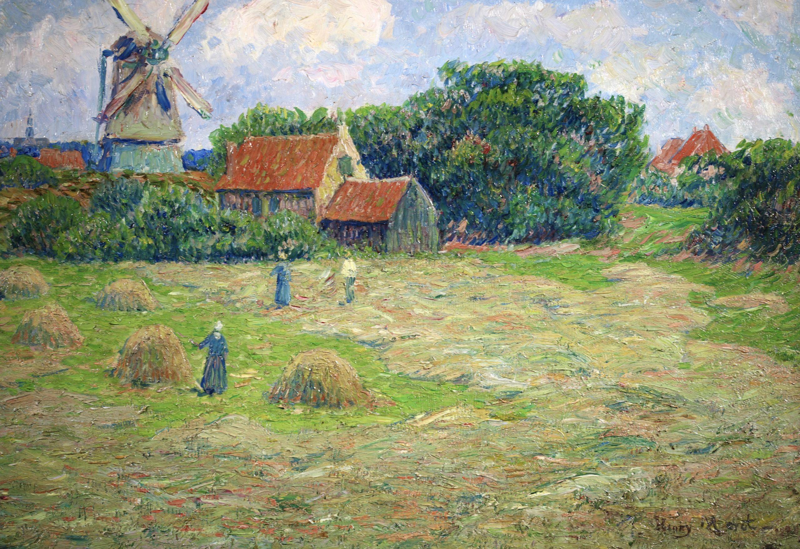Raccolta a Egmond aan Zee - Paesaggio impressionista a olio di Henry Moret 9