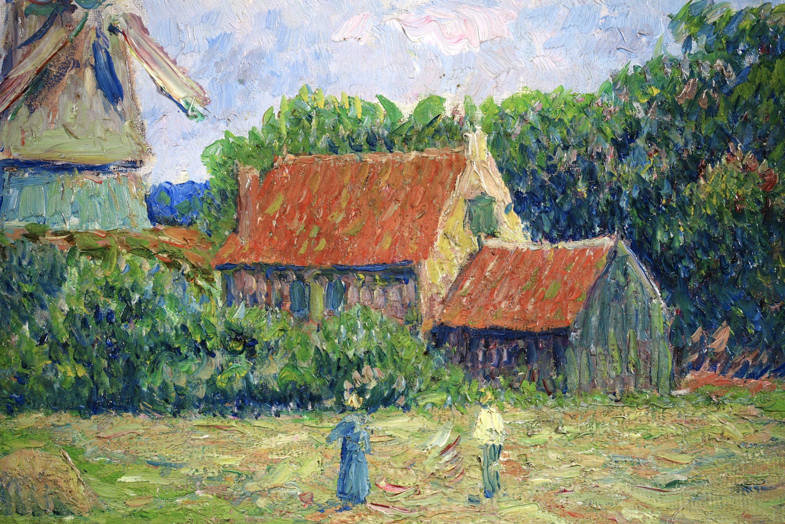 Raccolta a Egmond aan Zee - Paesaggio impressionista a olio di Henry Moret 13