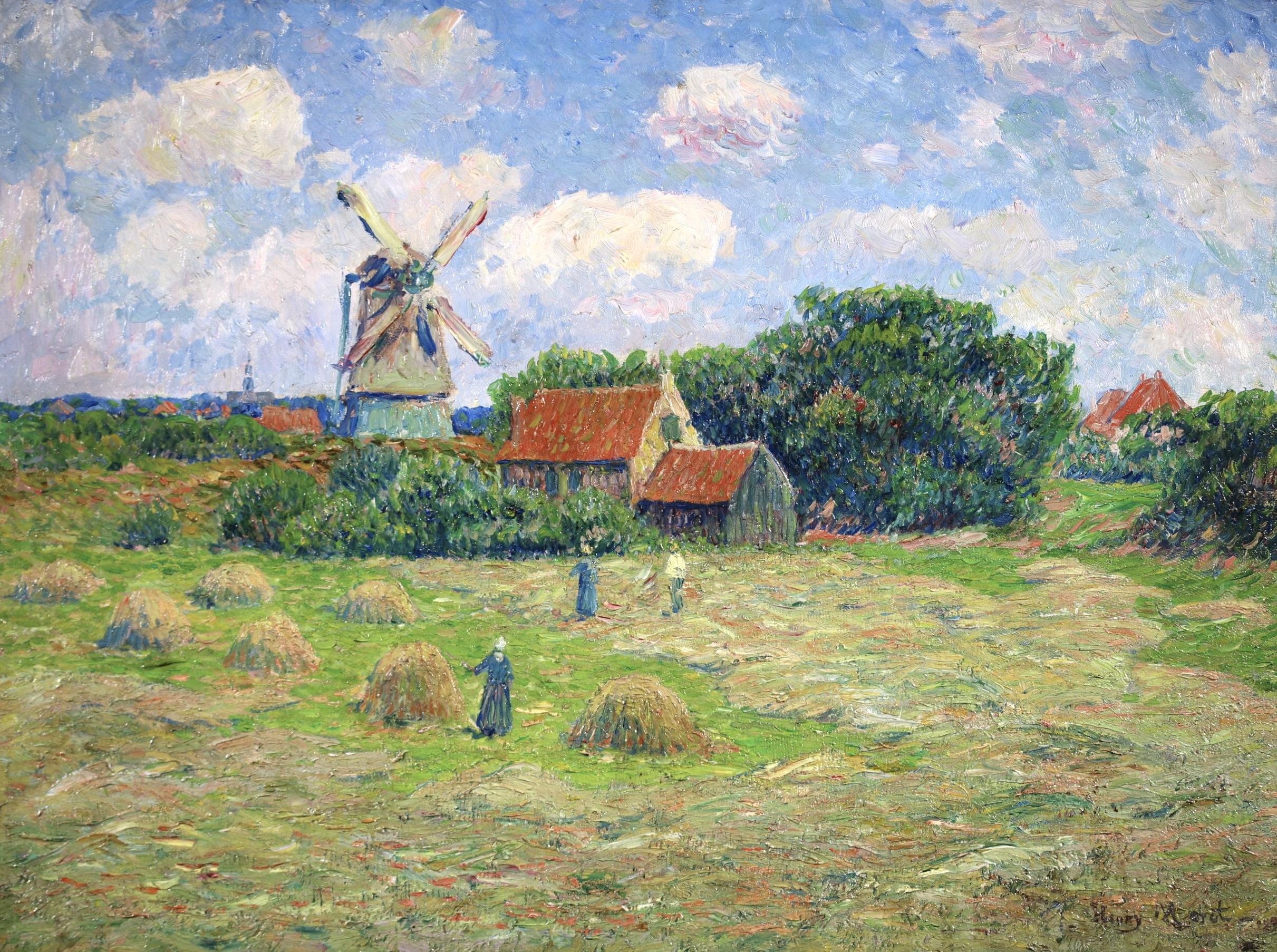 Harvesting at Egmond aan Zee - Impressionist Landscape Oil by Henry Moret For Sale 1