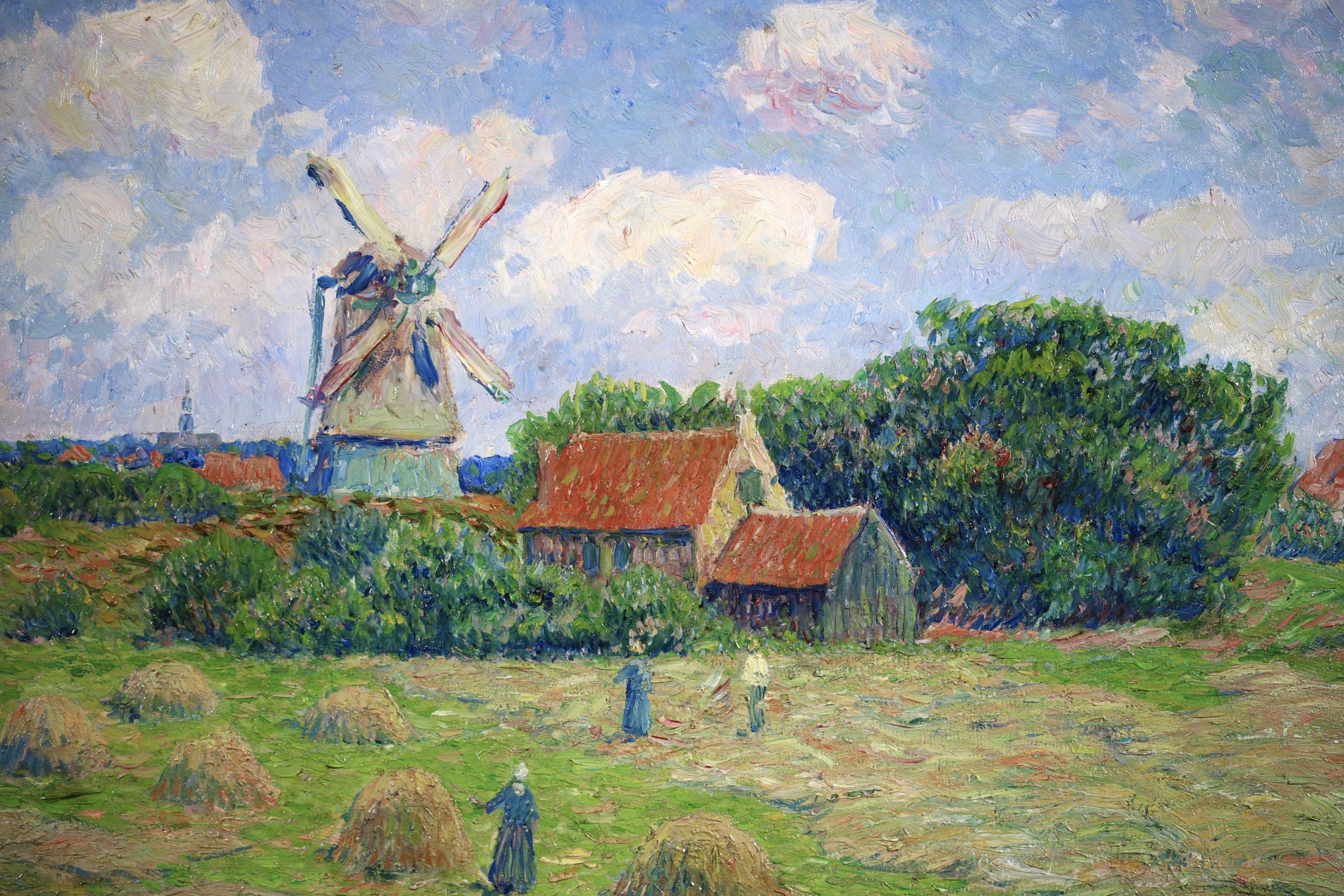 Raccolta a Egmond aan Zee - Paesaggio impressionista a olio di Henry Moret 6