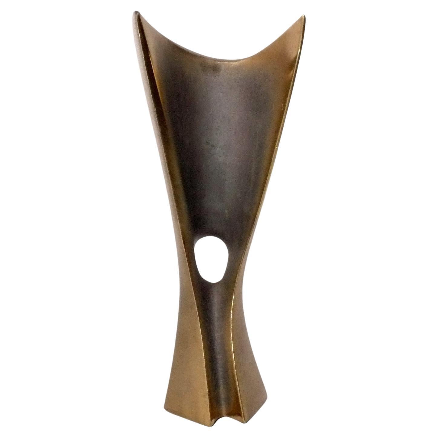 Henry Moretti Bronze Abstract Sculpture 12" x 5" Mid Century Modern Art For Sale