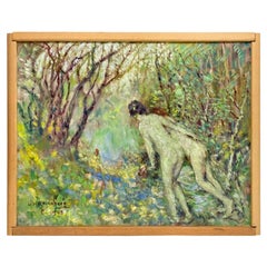 Vintage Henry Mortikar Rosenberg Oil on Canvas "Peering", 1943