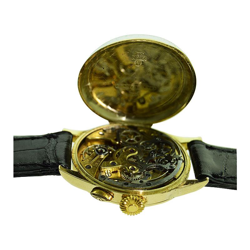 Henry Moser 14 Karat Gold Chronograph with a Rare Original Black Dial 2
