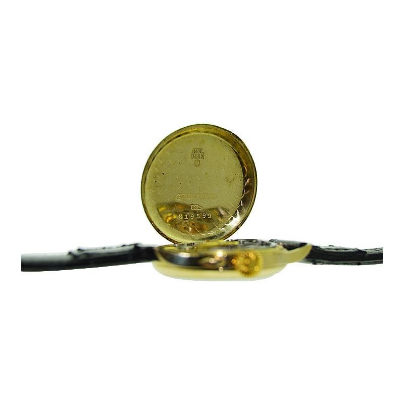 Henry Moser 14 Karat Gold Chronograph with a Rare Original Black Dial 3