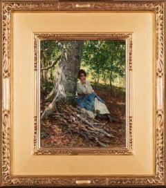 "Femme se reposant sous un arbre" Henry Mosler, Portrait américain dans le paysage