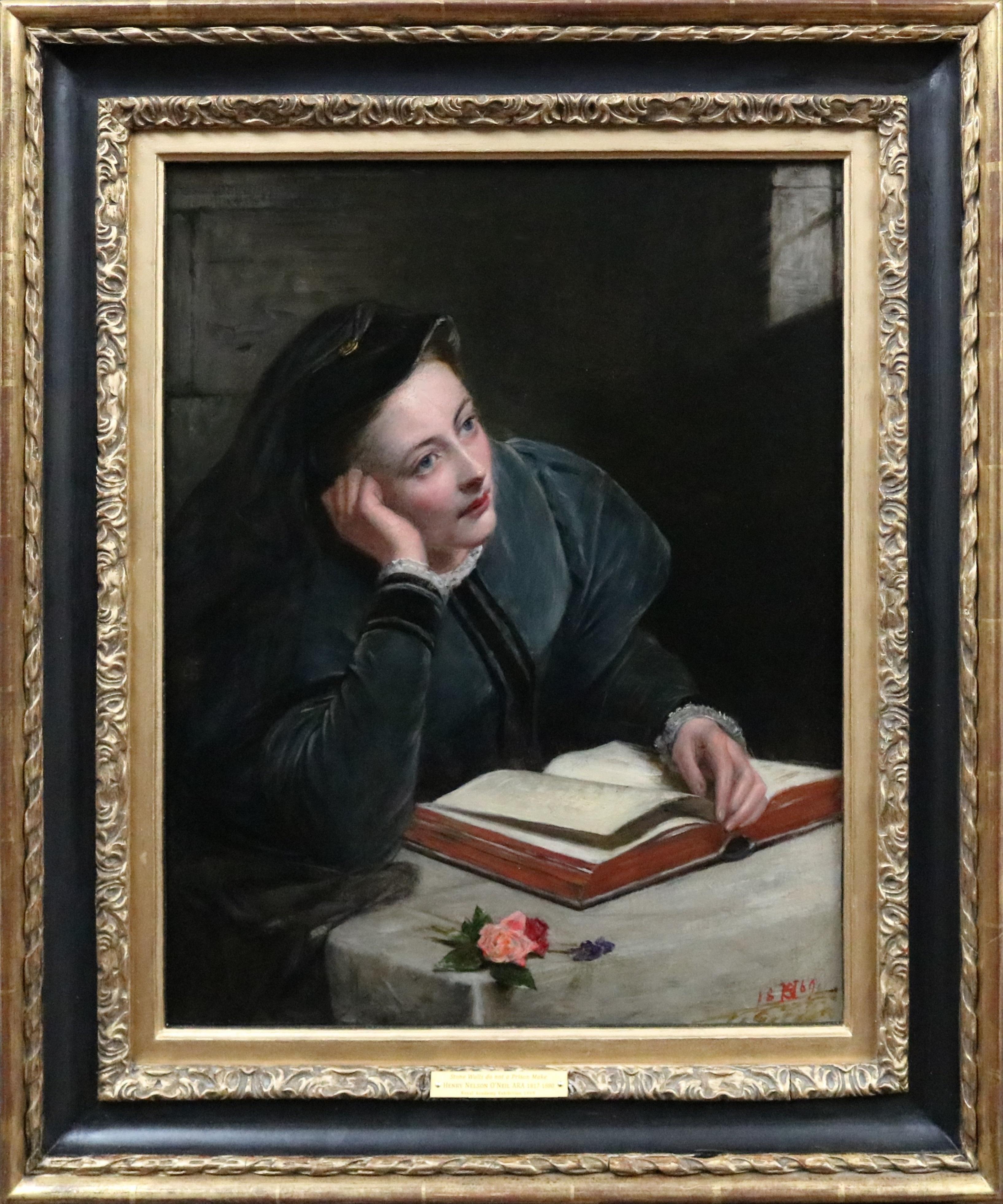Mary Queen of Scots - 19th Century Royal Academy Oil Painting Royal Portrait - Black Portrait Painting by Henry Nelson O'Neil