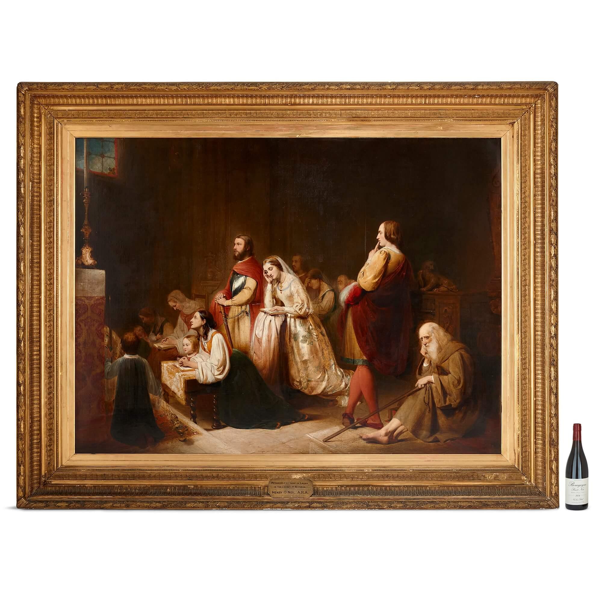 ‘Petrarch’s First Sight of Laura’ Early 19th Century Oil Painting by O'Neil For Sale 2