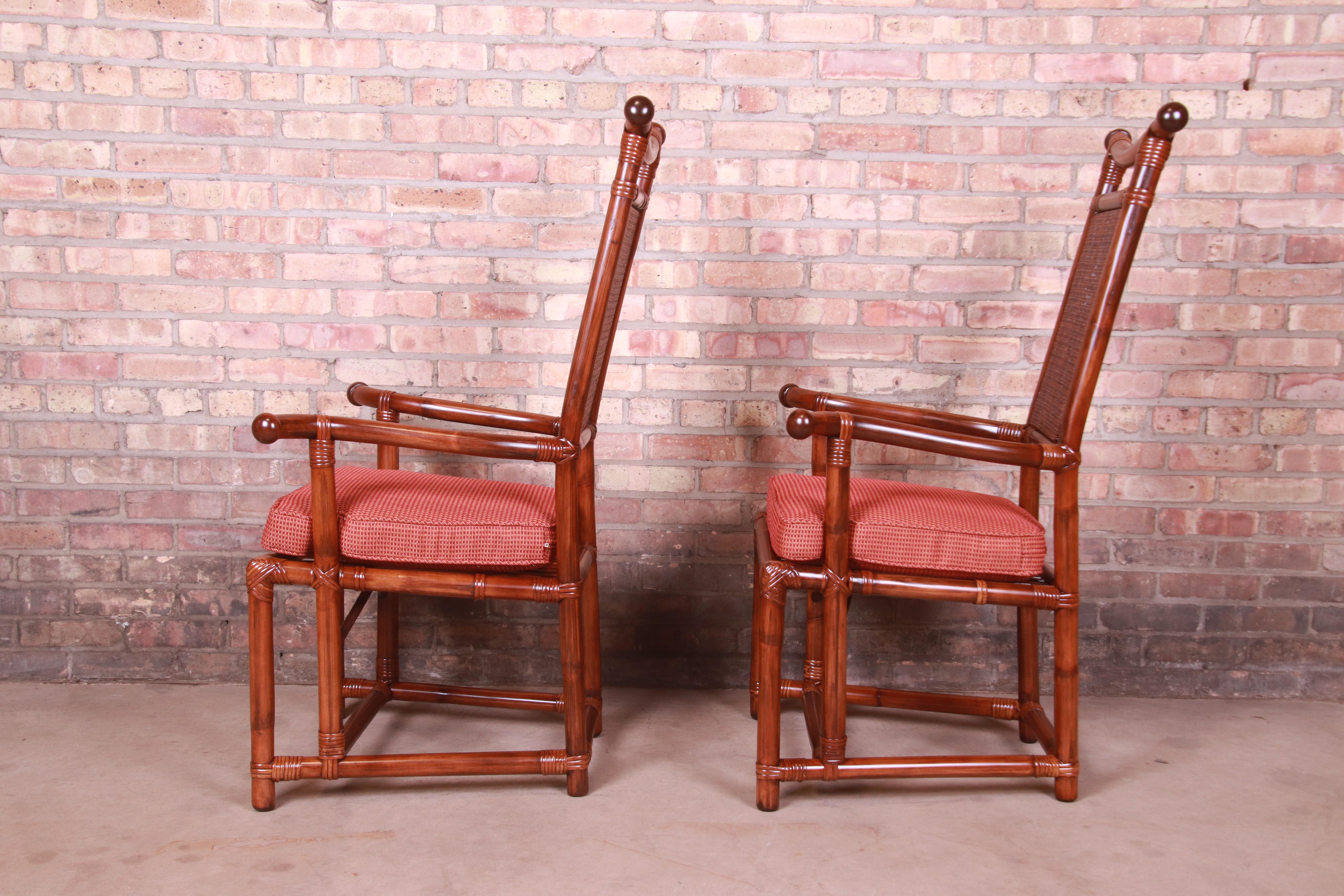 Mid-Century Modern Henry Olko for Willow and Reed Sculpted Rattan and Cane Throne Chairs, Pair For Sale
